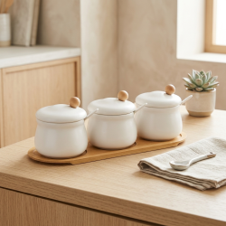 Porcelain Spice Jar Set - 3 Pcs
