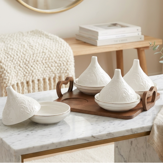 Bowl Set 4 Pcs with Wooden Stand