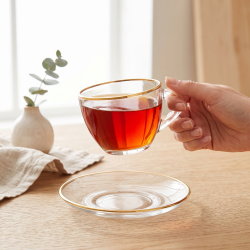 Tea Glass Cups And Saucer Set 6 Pcs