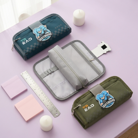 Pencil Case With 3 Zippers