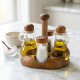 Wooden Oil Dispenser And Salt Shaker 4 Pieces 