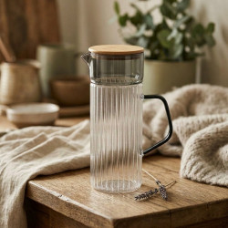 Glass Jug with Wooden Lid