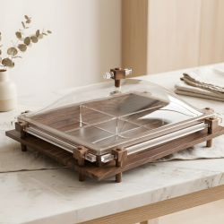 Wooden & Acrylic Four-Section Serving Platter