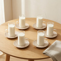 Glass Cups And Saucer Set 6 Pcs
