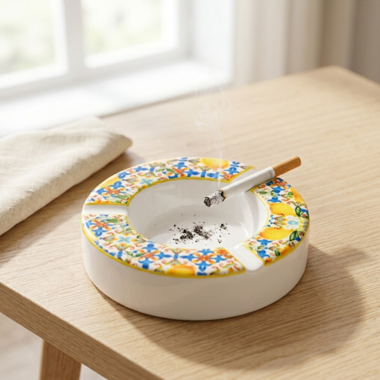 Lemon Pattern Ceramic Ashtray Large