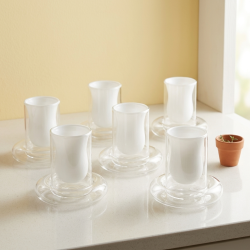 Glass Cups And Saucer Set 6 Pcs