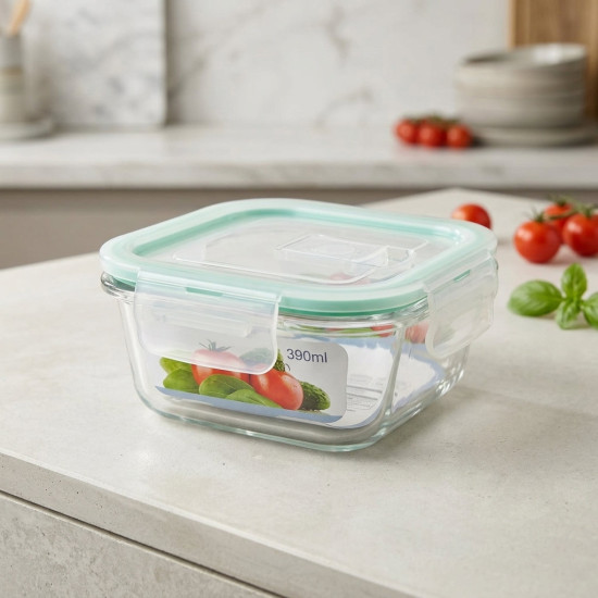 Glass Square Tupperware 390 ml