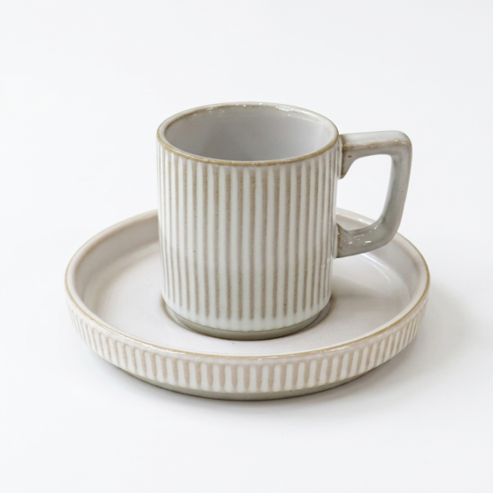 Porcelain Coffee Cup and Saucer Set - 6 Pcs