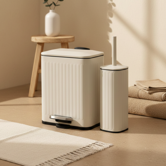 Trash Can & Toilet Brush Set