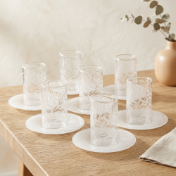 Glass Cups And Saucer Set 6 Pcs