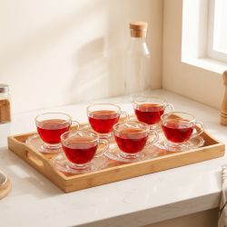 Tea Glass Cups And Saucer Set 6 Pcs