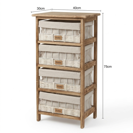 Wooden Storage Cabinet - 4 Drawers