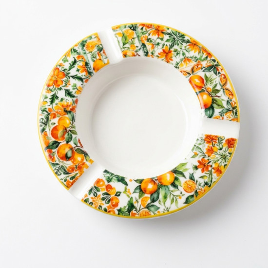 Orange Pattern Ceramic Ashtray Medium