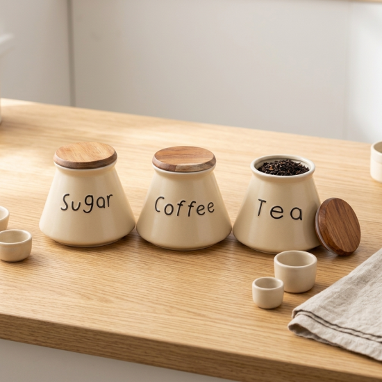 Porcelain Spice Jar Set - 3 Pcs