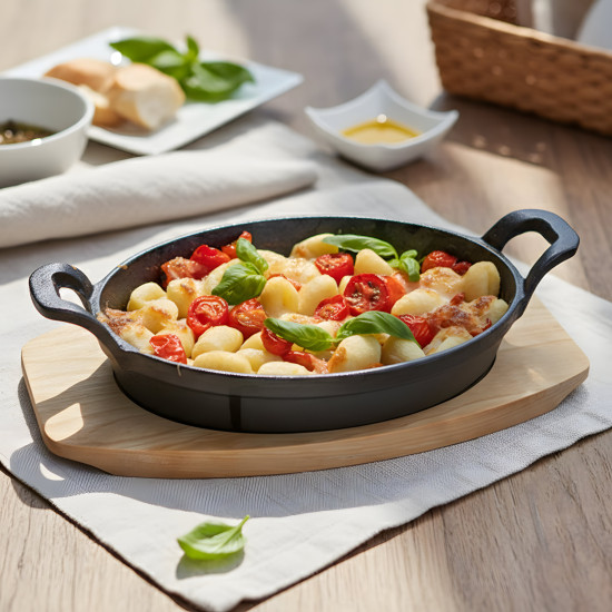 Iron Pan with Wooden Stand