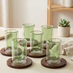 Glass Cups And Saucer Set 6 Pcs