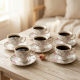 Porcelain Coffee Cup and Saucer Set - 6 Pcs