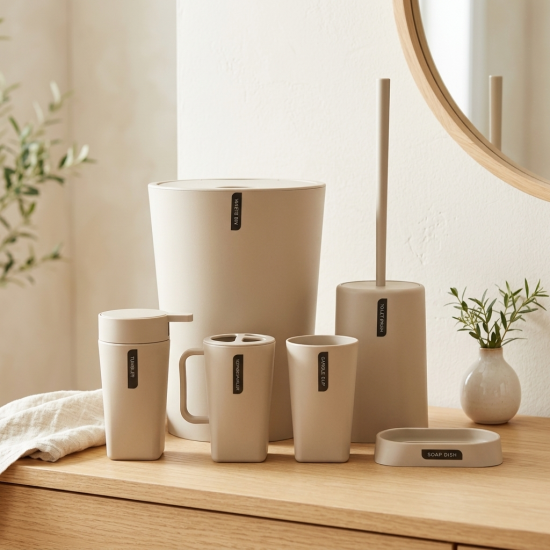 Plastic Bathroom Set - 6 Pcs