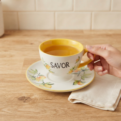 Lemon Pattern Porcelain Mug & Saucer 300 ml