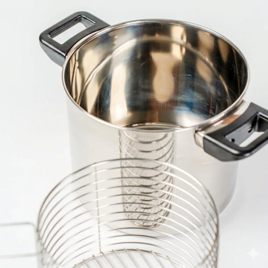 Stainless Steel Frying Pot with Basket 