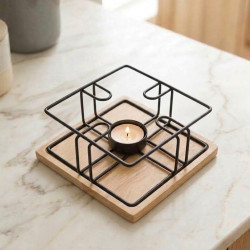 Metal Teapot Warmer with Wooden Base