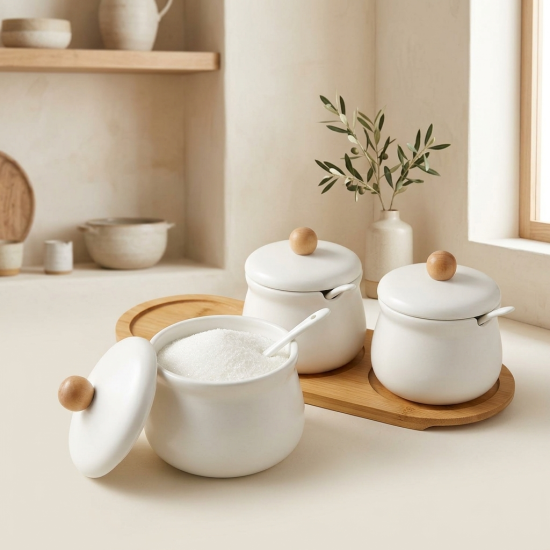 Porcelain Spice Jar Set - 3 Pcs