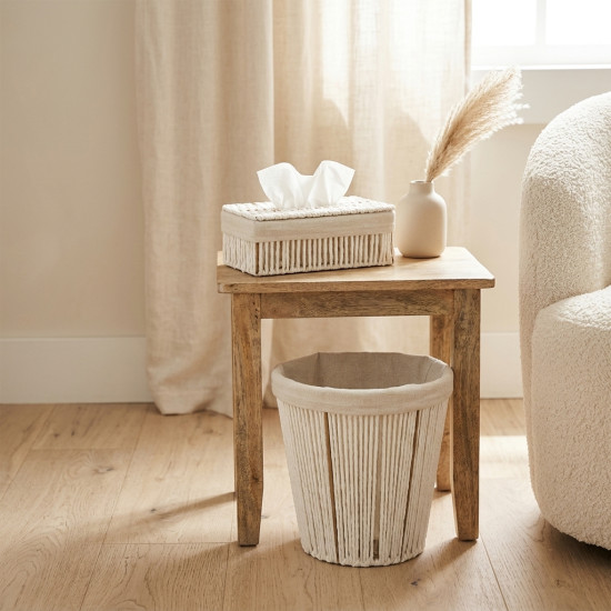 Straw Trash Can & Tissue Box