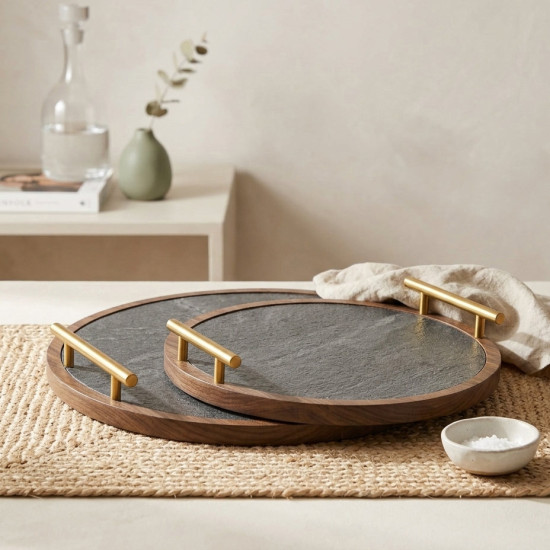 Wooden Tray Set 2 Pcs