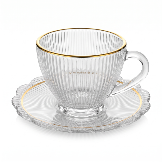 Tea Glass Cups And Saucer Set 6 Pcs