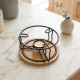 Metal Teapot Warmer with Wooden Base