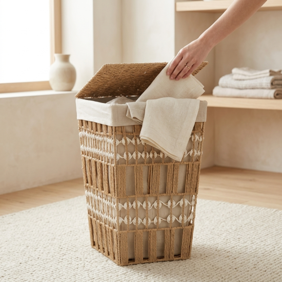 Straw Laundry Basket Large