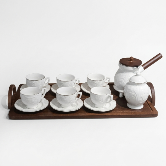 Coffee Cups 6 Pcs With Tray, Coffee Pot & Sugar Pot