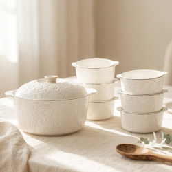 Porcelain Pot & Bowl Set 6 Pcs