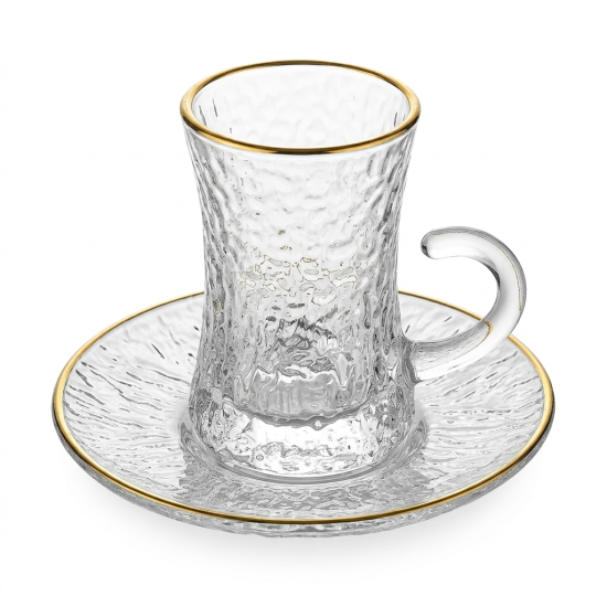 Tea Glass Cups And Saucer Set 6 Pcs