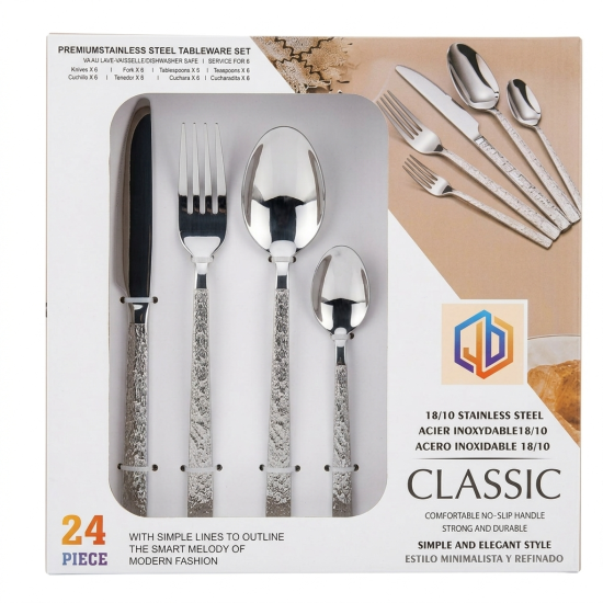 Silver Silverware Set 24 Pieces