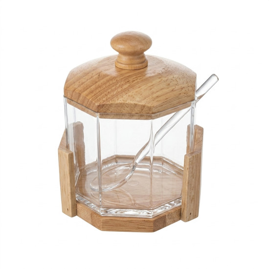 Acrylic Sugar Bowl with Wooden Lid