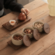 Porcelain Jar Set With Wooden Base 3 Pieces