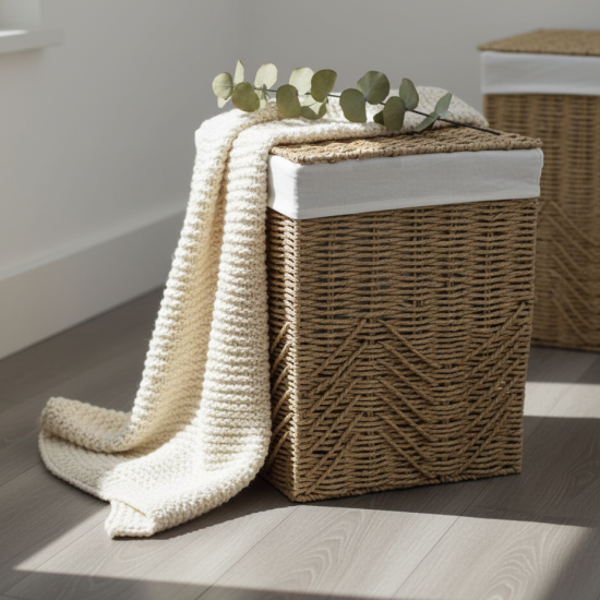 Straw Laundry Basket Large