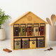 Glass Jar Set 9 Pcs With Wooden Organizer