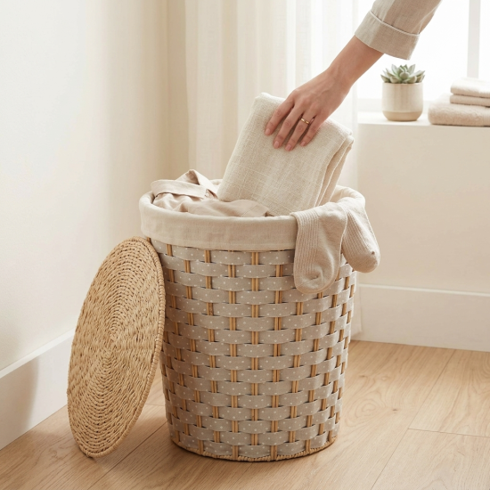 Straw Laundry Basket Large