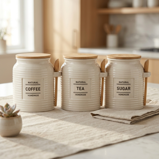 Porcelain Spice Jar Set - 3 Pcs