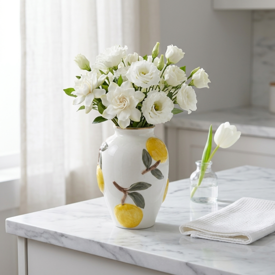 Lemon Pattern Porcelain Vase Small