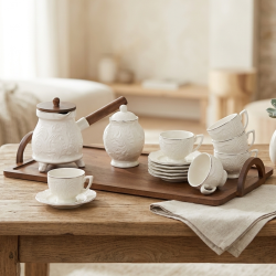Coffee Cups 6 Pcs With Tray, Coffee Pot & Sugar Pot