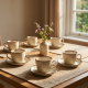 Porcelain Coffee Cup and Saucer Set - 6 Pcs