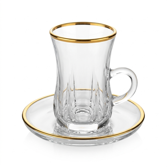 Glass Cups And Saucer Set 6 Pcs