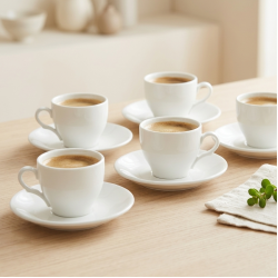 Coffee Cup and Saucer Set - 6 Pcs