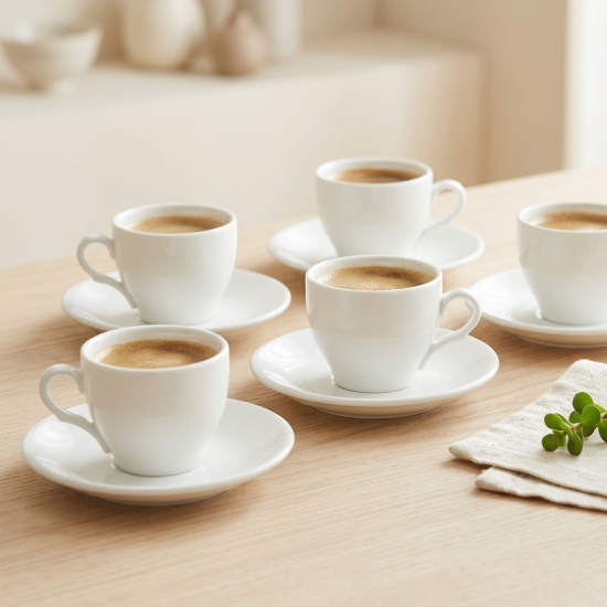 Coffee Cup and Saucer Set - 6 Pcs