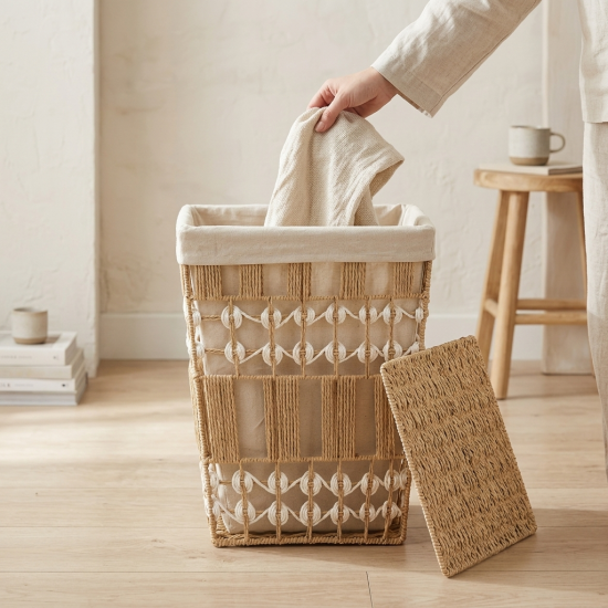 Straw Laundry Basket Medium