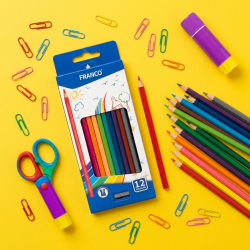 Franco 12 Wood Color Pencils With A Sharpener Gift