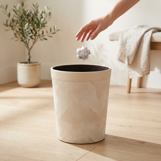 Leather Trash Can